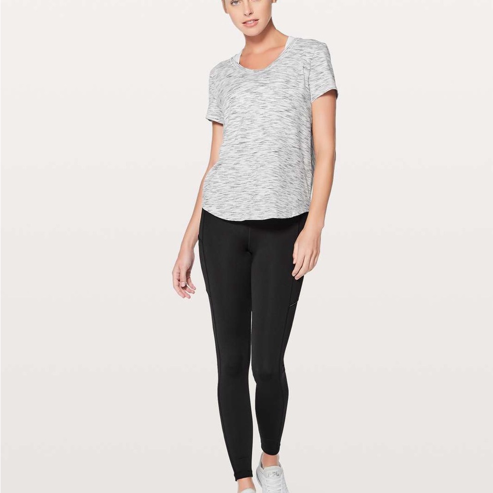 Lululemon Meant To Move Tee Tiger Space Dye Black White Size 8 - Picture 2 of 6